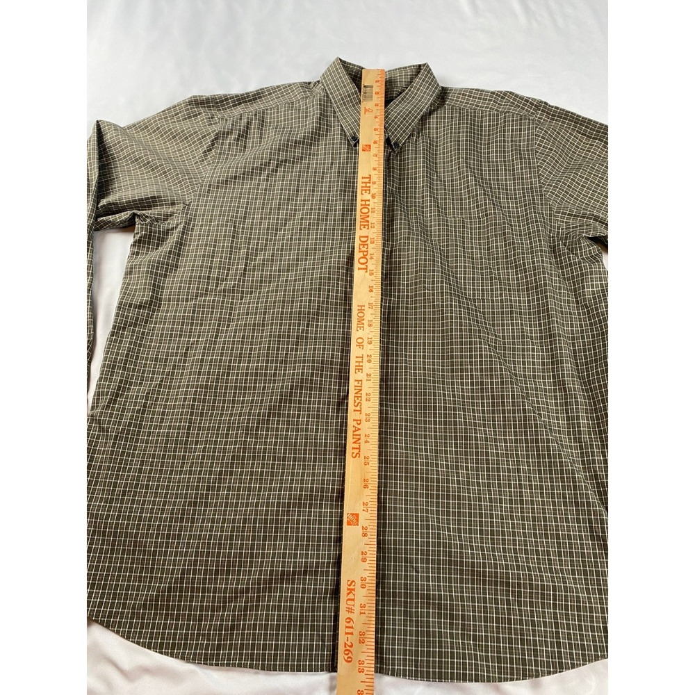 Eddie Bauer Button Down Shirt Mens XL Tall Olive Green Ex Grid Relaxed Fit - Picture 5 of 8